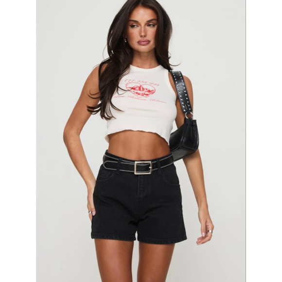 Princess Polly Pants - Princess Polly Black Denim Jean Shorts High Rise Mom Fit Size 4 NWT Y2K